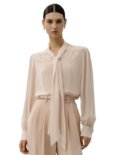 LilySilk Frauen Seidenhemd Damenhemd Damenbluse Seidenbluse Damen Elegante Langarmbluse (Altrosa, M) von LilySilk