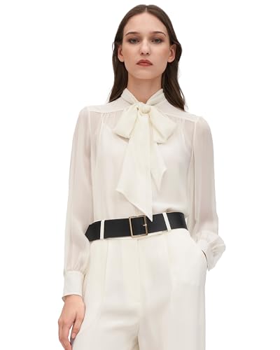 LilySilk Frauen Seidenhemd Damenhemd Damenbluse Seidenbluse Damen Elegante Langarmbluse (NATURWEISS,XL) von LilySilk