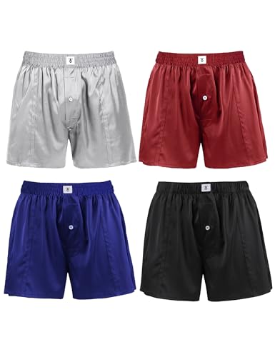 LilySilk Herren Reine Seide Boxershorts Luxus und Gesundheit Unterwäsche Rot Schwarz Grau Blau Nachtwäsche Unterhosen männer Set Retroshorts(4 Pcs,M) von LilySilk