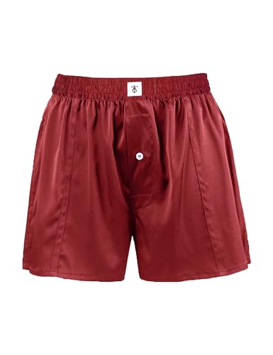 LilySilk Herren Reine Seide Boxershorts Luxus und Gesundheit Unterwäsche Rot Schwarz Grau Blau Nachtwäsche Unterhosen männer Set Retroshorts(Rot,L) von LilySilk