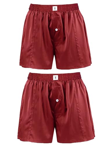LilySilk Herren Reine Seide Boxershorts Luxus und Gesundheit Unterwäsche Rot Schwarz Grau Blau Nachtwäsche Unterhosen männer Set Retroshorts(Rot,M) von LilySilk