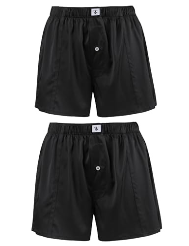 LilySilk Herren Reine Seide Boxershorts Luxus und Gesundheit Unterwäsche Rot Schwarz Grau Blau Nachtwäsche Unterhosen männer Set Retroshorts(Schwarz,XL) von LilySilk