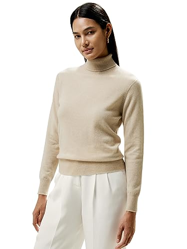 LilySilk Kaschmirpullover Rollkragenpullover Pullover Pulli Damen Mode aus 100% Kaschmir für Frauen(Greige,M) von LilySilk