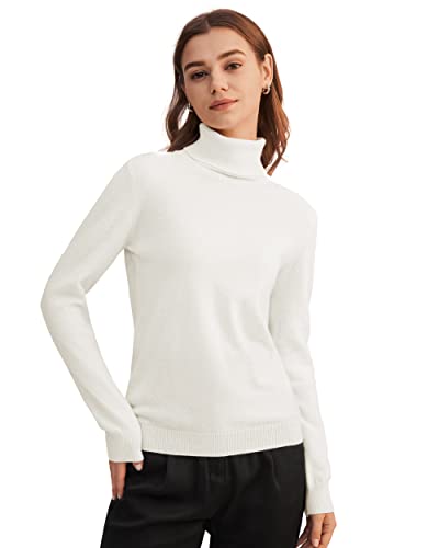 LilySilk Kaschmirpullover Rollkragenpullover Pullover Pulli Damen Mode aus 100% Kaschmir für Frauen(Weiß,L) von LilySilk