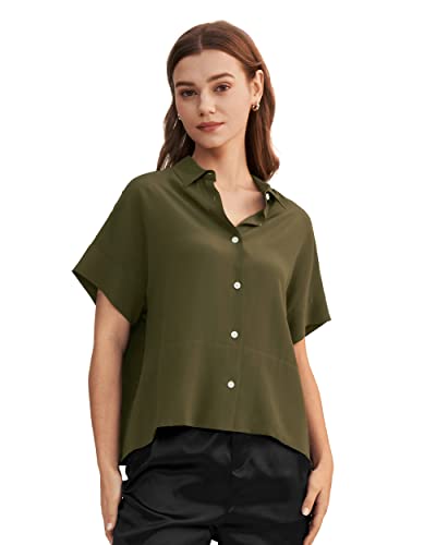 LilySilk Lässiges Lockeres Seiden T-Shirt mit kurzen Ärmeln Damen Seiden Blusen Tops Shirt Seidenhemd Kurzarm Hemdbluse Einfarbige Tops Frauen XS, Olivgrün LilySilk Lässiges Lockeres Seiden T-Shirt mit kurzen Ärmeln Damen Seiden Blusen Tops Shirt Seidenhemd Kurzarm Hemdbluse Einfarbige Tops Frauen XS, Olivgrün von LilySilk
