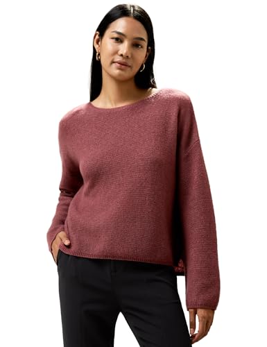 LilySilk Seide-Kaschmir-Misch Pullover für Damen Pullover Damen Relaxte Passform Überschnittene Schultern Leichte Stricktops(Geißblatt,M von LilySilk