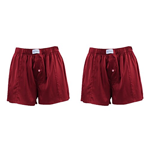 LilySilk Herren Reine Seide Boxershorts Luxus und Gesundheit Unterwäsche Rot Schwarz Grau Blau Nachtwäsche Unterhosen männer Set Retroshorts(Rot,L) von LilySilk