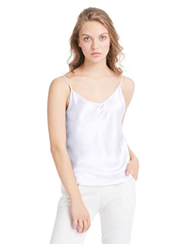 LilySilk Seidentop Sexy Seide Unterhemd Top Schlicht Trägertop Damen Camisole 100% Seiden Cami Tops Damentop aus Satin Weiß XL von LilySilk