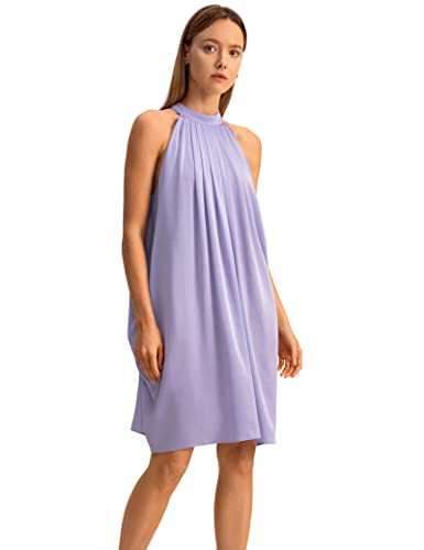 LilySilk Stella Seidenkleid für Frauen eine Linie Kurze Mini sexy Neckholder Kleider Sommer Party Club weich(Orchideenblätter,XXL) von LilySilk