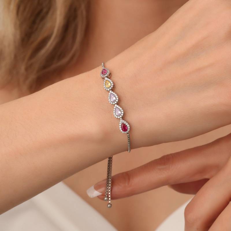 Geburtsstein Armband Verstellbare Box Kette 925 Silber Benutzerdefinierte Geburtstagsgeschenk Für Sie Mutter Oma Personalisierte Geschenke Frauen von LilySilverDesign