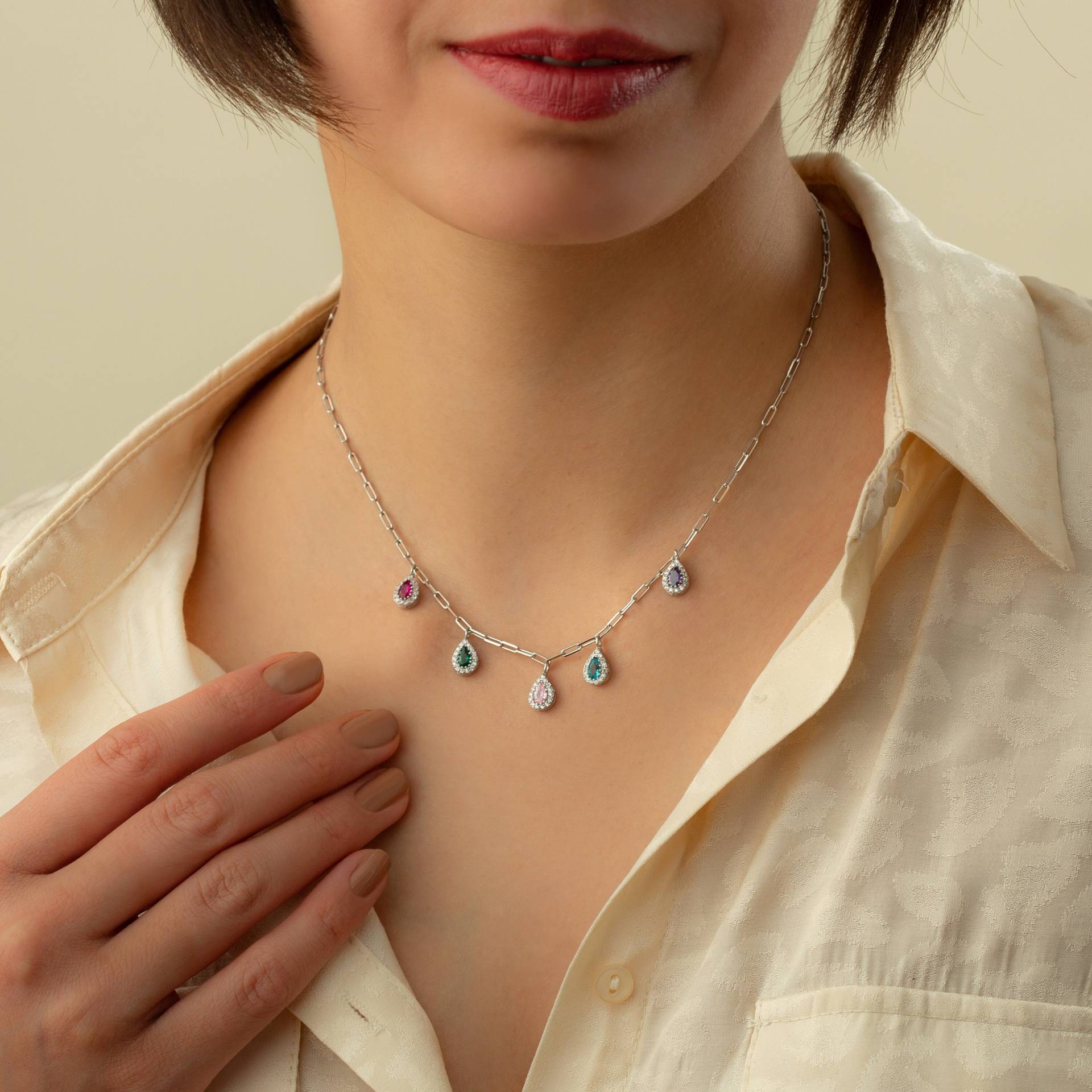 Silberne Geburtsstein Halskette, Halskette Für Frauen, Schmuck, Personalisiertes Geschenk, Individuelle Geburtstagsgeschenk, Geschenk Sie von LilySilverDesign