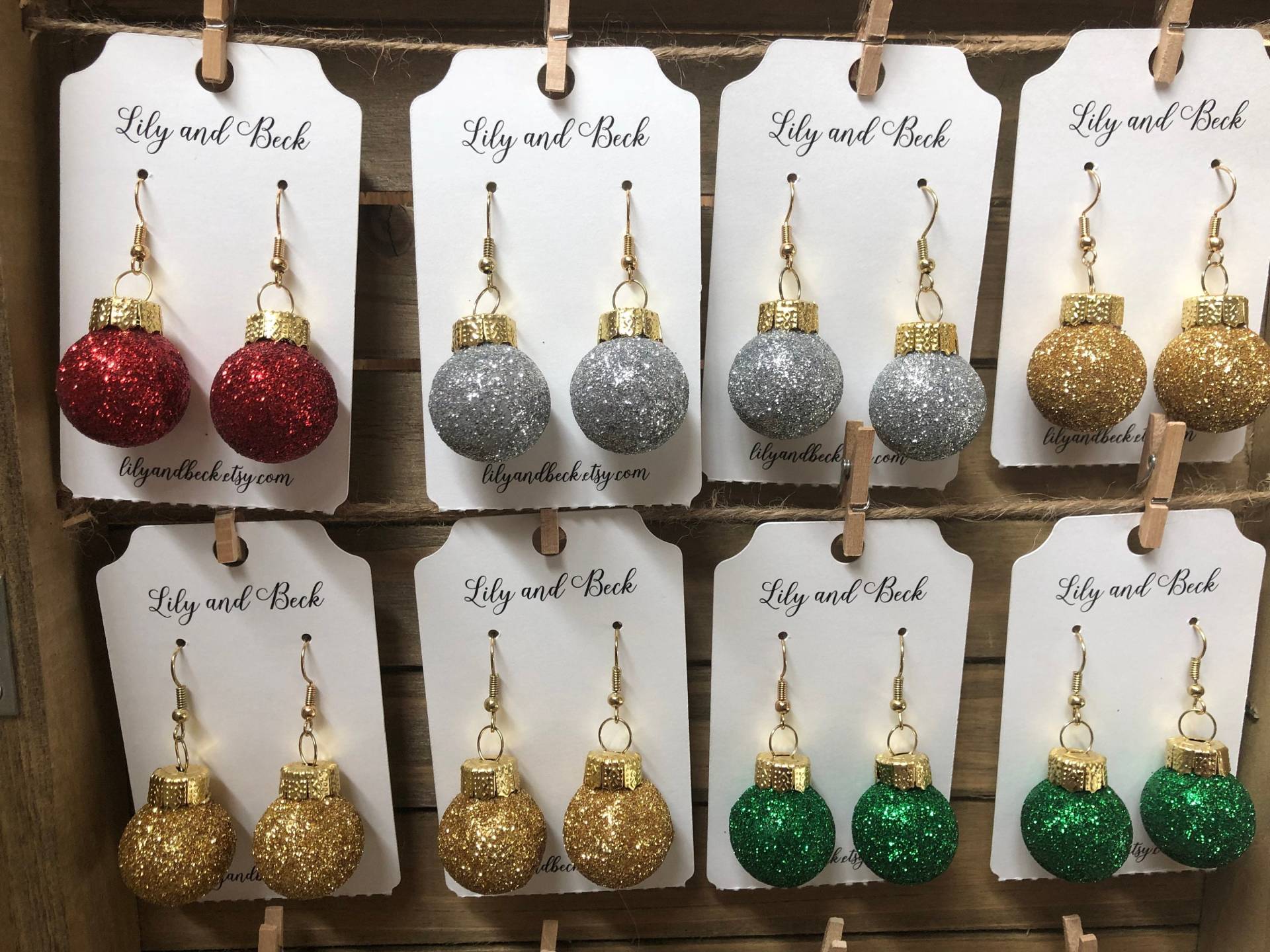 Glitzer Weihnachtsschmuck Ohrringe Glitzer Weihnachtsschmuck Ohrringe von LilyandBeck