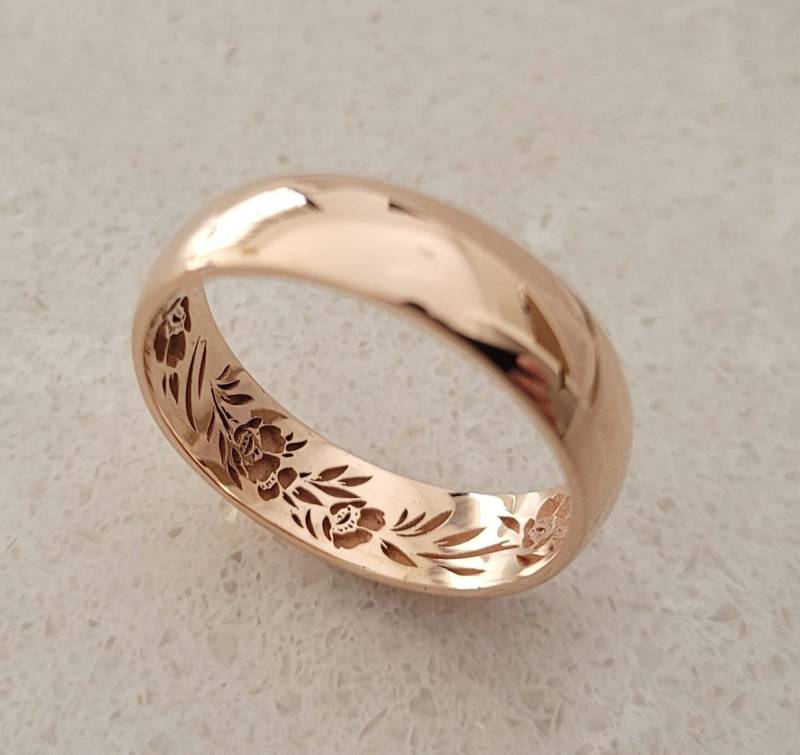 Ehering Geheimer Garten, Floraler 14K Gold von LilyandDahlia