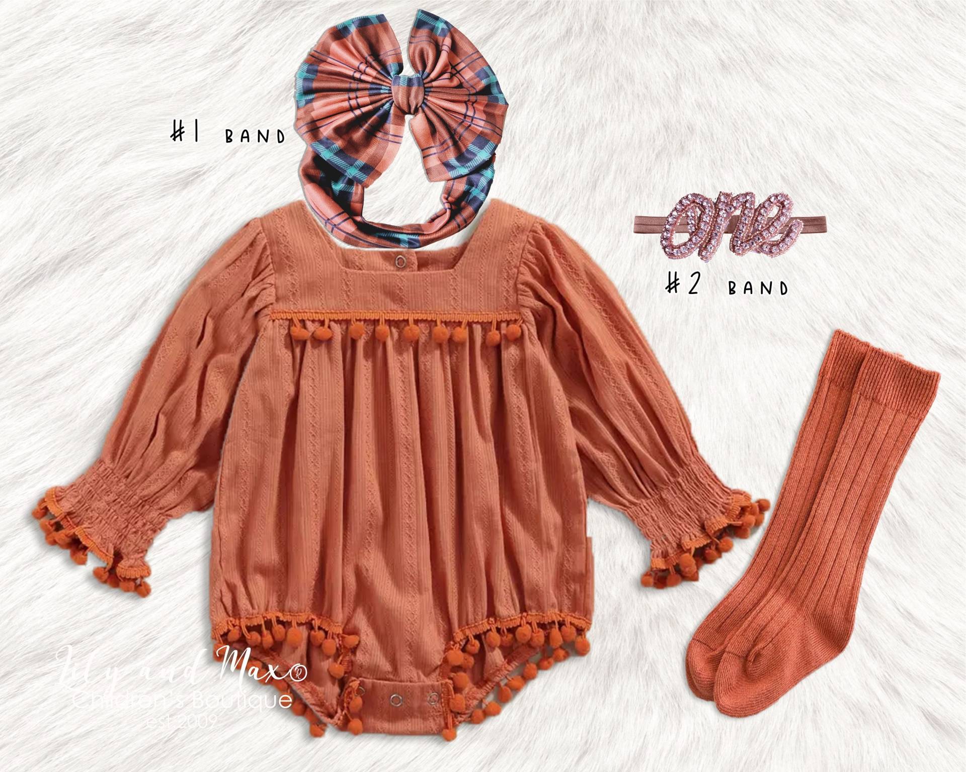 Herbst Boho Chic Baby Strampler, 1. Geburtstag Thanksgiving Floral Mädchen Boho Outfit, Senf Strampler von LilyandMax