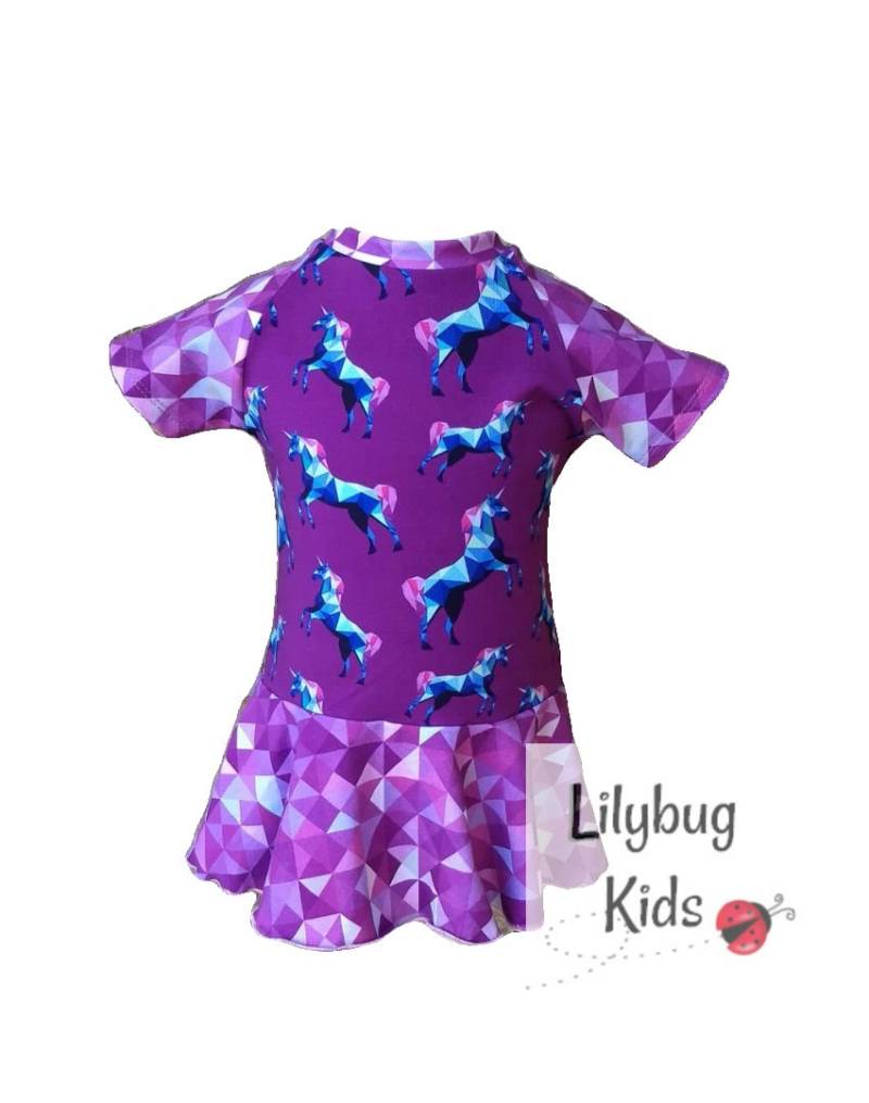3T Einhorn Peplum Top, Mädchen Kurzarm Benutzerdefinierte Stoff Kleidung, Versandfertig, Sommer Kleidung von LilybugKids