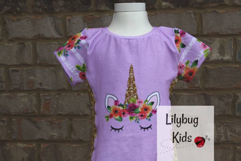 5T Blumen Einhorn Tunika von LilybugKids