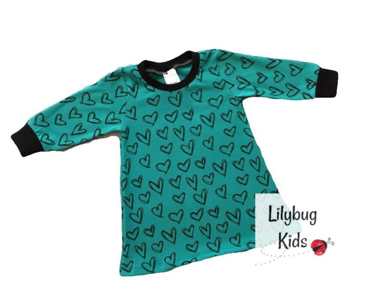 Petrolfarbenes Herz Kleid Größe 3 Monate von LilybugKids