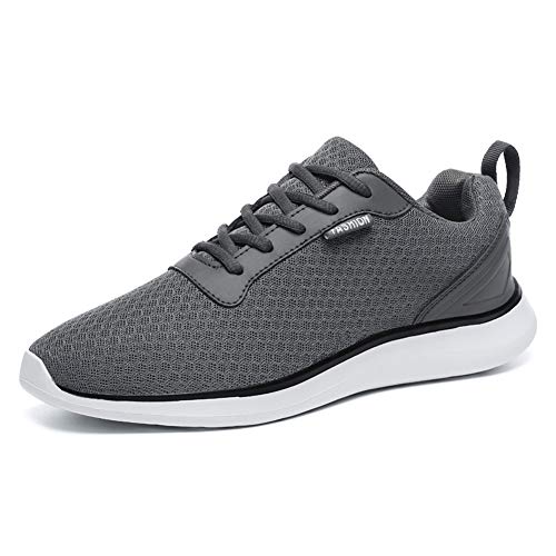 LiliChan Atmungsaktive Herren Mesh Athletic Tennisschuhe Lässige Bequeme Turnschuhe Leichte Athletische Laufschuhe (45 EU, Dunkelgrau) von Lilychan