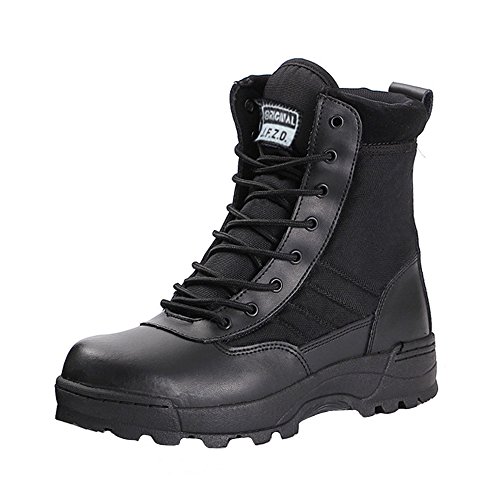 LiliChan Men's Comp Toe Military Tactical Duty Arbeit Boot mit Zipper (44, Schwarz) von Lilychan