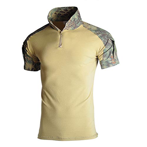 LiliChan Tactical Short Sleeves Herrenhemden Military Shirt Outdoor Shirt Tactical Combat Shirt mit Reißverschluss (Medium, Dschungel Python) von Lilychan