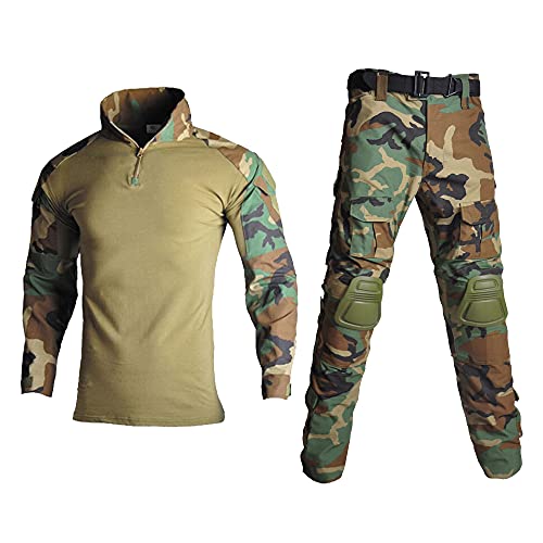 Lilychan Tactical Military Suits für Herren Langarm-Rip-Stop-Uniformen Combat Shirt und Pants Elbow Knee Pads (Dschungeltarnung, l) von Lilychan
