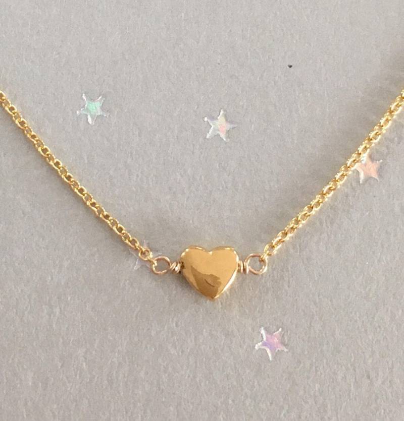 Kleines Herz Gold Halskette Mit Winzigen Charme Kleines Herz Gold Halskette Mit Winzigen Charme von LilyetRose
