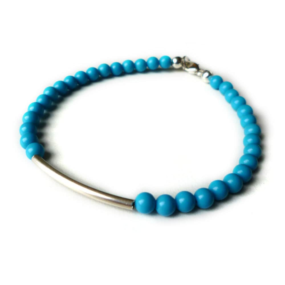 Marmaris Türkis Und Sterling Silber Tube Perlen Armband von LilyetRose