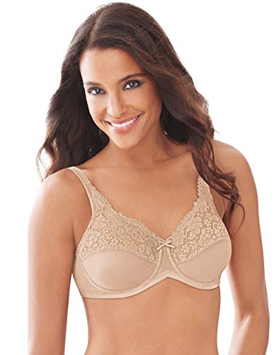 Lilyette Damen Underwire with Lace Trim, Microfiber Full Coverage Bra Minimizer-BH, Blickdichte Zoll, Paris, hautfarben, 80C Lilyette Damen Underwire with Lace Trim, Microfiber Full Coverage Bra Minimizer-BH, Blickdichte Zoll, Paris, hautfarben, 80C von Bali