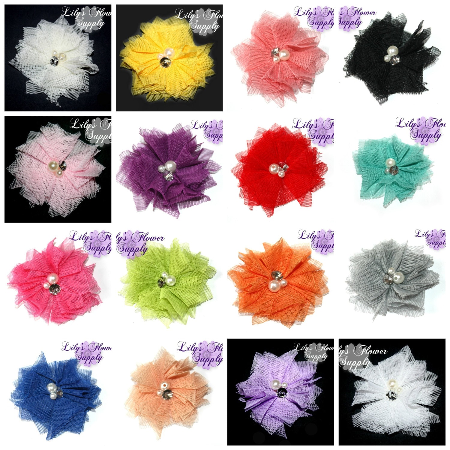 Tüllblumen - Gefaltete Tüllblume Strassblumen Perlenblume Großhandel Netzblume Sie Wählen Farben Aus Tüllblumen - Gefaltete Tüllblume Strassblumen Perlenblume Großhandel Netzblume Sie Wählen Farben Aus von LilysFlowerSupply