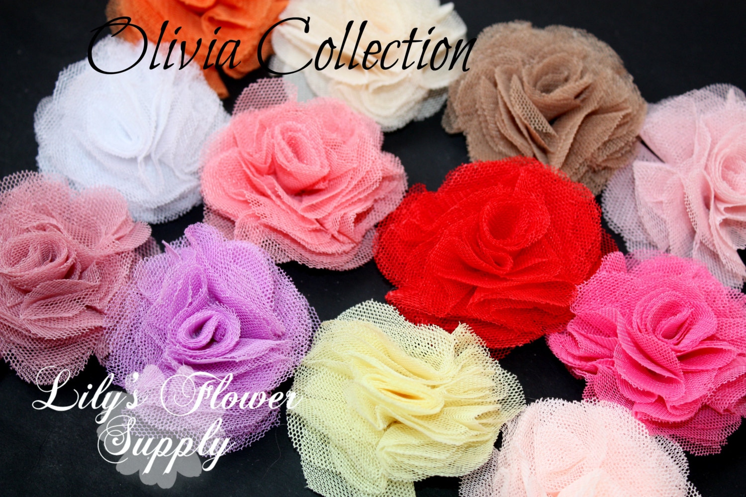 Wundertüte Mit Tüll-Mesh-Blumen - 2, 2-Zoll Gefaltet Tüll Olivia Collection Tüllblume Großhandel Mesh-Blume Grab-Bag Blumen Wundertüte Mit Tüll-Mesh-Blumen - 2, 2-Zoll Gefaltet Tüll Olivia Collection Tüllblume Großhandel Mesh-Blume Grab-Bag Blumen von LilysFlowerSupply