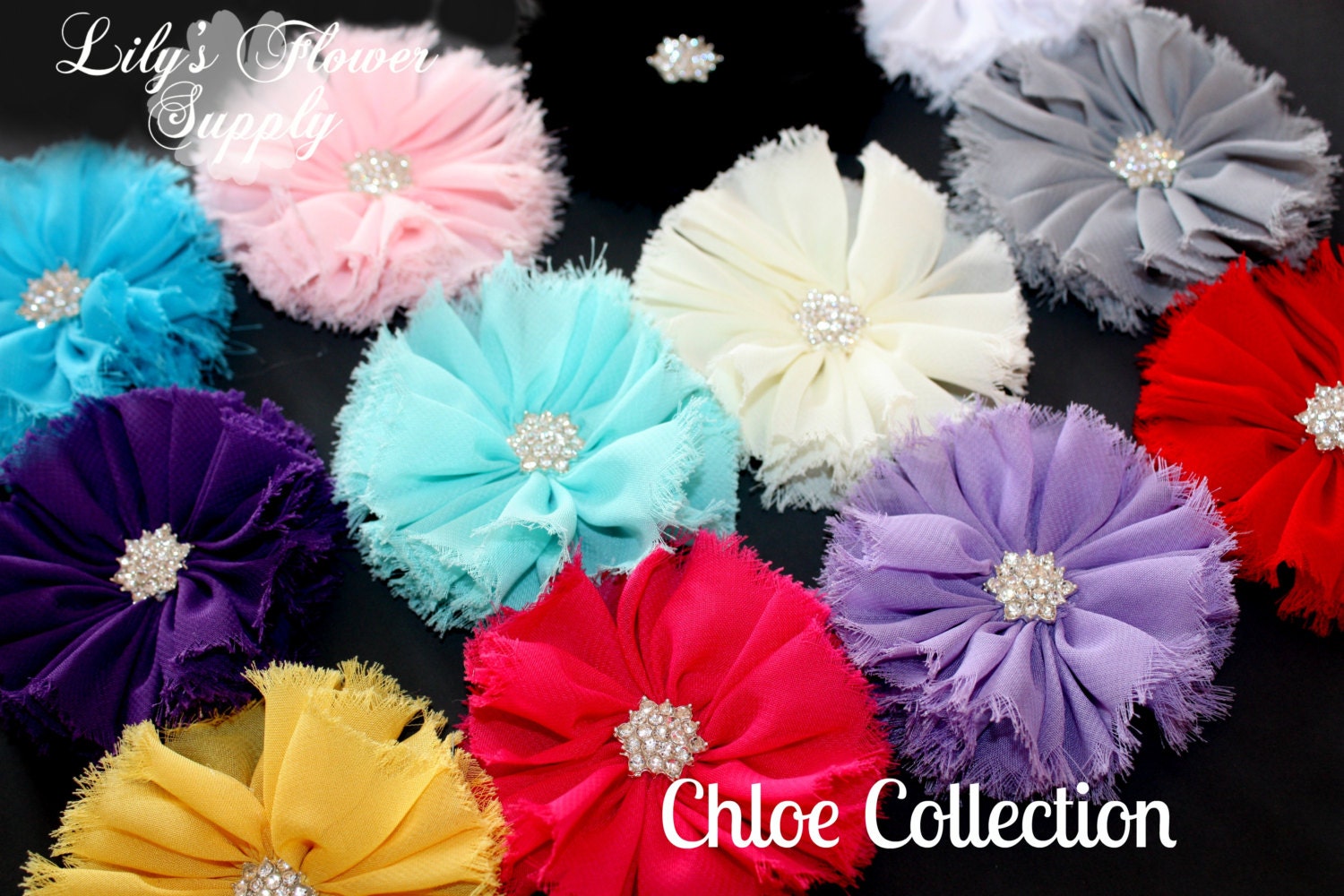 strass Chiffon Ausgefranste Blume - Chloe-Sammlung Ballerina Flower Gefaltet Tutu Vintage Blumen strass Chiffon Ausgefranste Blume - Chloe-Sammlung Ballerina Flower Gefaltet Tutu Vintage Blumen von LilysFlowerSupply