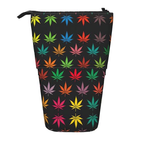 Buntes Marihuana-Blätter-Teleskop-Federmäppchen, PA-Zubehörtasche, niedlicher Make-up-Organizer, Schwarz , Einheitsgröße, Art Eeco von LimPac