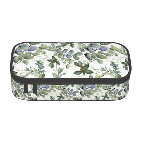 Federmäppchen, Motiv: grüne Eukalyptusblätter, großes Fassungsvermögen, Mehrzweck-Stifttasche, Aufbewahrungsbox mit Reißverschluss von LimPac