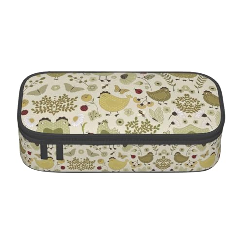 Federmäppchen mit gelben Blättern, Huhn, großes Fassungsvermögen, Federmäppchen, Organizer für PA-Zubehör, Büro, Uni, Make-up, Schwarz , Einheitsgröße, Art Eeco von LimPac