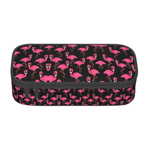 Federmäppchen mit niedlichem rosa Flamingos, großes Fassungsvermögen, Federmäppchen, Organizer für PA-Zubehör, Büro, Uni, Make-up, Schwarz , Einheitsgröße, Art Eeco von LimPac