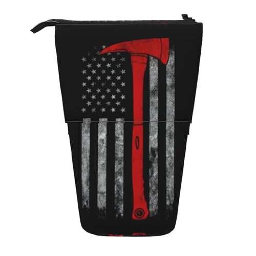 Feuerwehrmann Axt Red Line Flagge Teleskop-Federmäppchen Federmäppchen PA Supplies Tasche Niedlicher Büro Make-up Organizer, Schwarz , Einheitsgröße, Art Eeco von LimPac