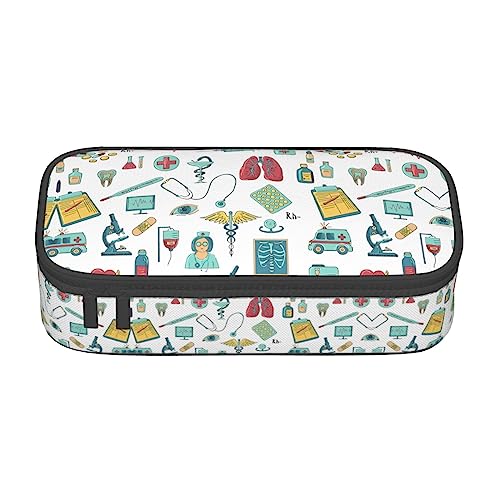 LimPac Abstraktes Federmäppchen für Biologie, Chemie, 4 Stück, großes Fassungsvermögen, Federmäppchen, Organizer für PA-Zubehör, Büro, Uni, Make-up, Schwarz , Einheitsgröße, Art Eeco von LimPac