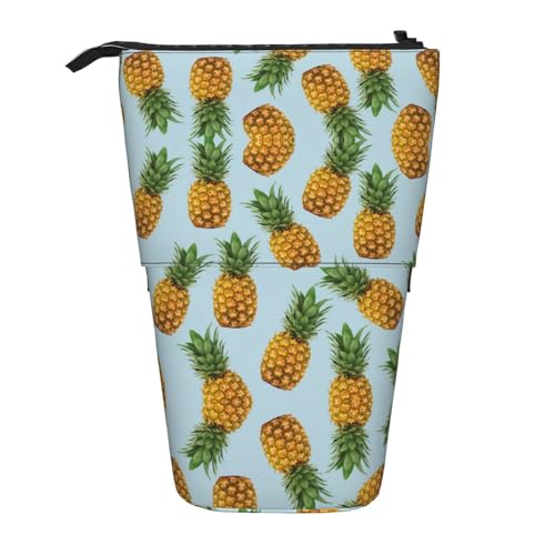 LimPac Ananas (3) Druck Teleskop Federmäppchen, stehende Bürotasche, einziehbarer Stifthalter mit Reißverschluss von LimPac