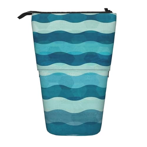 LimPac Blue Wave Teleskop-Federmäppchen, gestreifte Tasche, PA-Zubehör, niedlicher Büro-Make-up-Organizer, Schwarz , Einheitsgröße, Art Eeco von LimPac