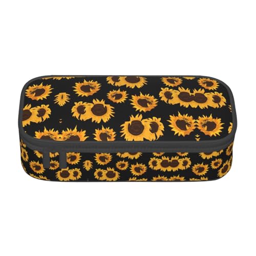 LimPac Federmäppchen, Motiv: goldene Sonnenblumen, großes Fassungsvermögen, Reißverschluss, Stifteetui, Organizer für College, Büro, Make-up LimPac Federmäppchen, Motiv: goldene Sonnenblumen, großes Fassungsvermögen, Reißverschluss, Stifteetui, Organizer für College, Büro, Make-up von LimPac