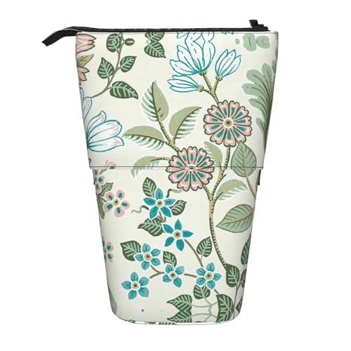 LimPac Federmäppchen, Motiv: grüne Blume. Teleskop-Stiftetui, PA-Zubehörtasche, niedlicher Büro-Make-up-Organizer, Schwarz , Einheitsgröße, Art Eeco von LimPac