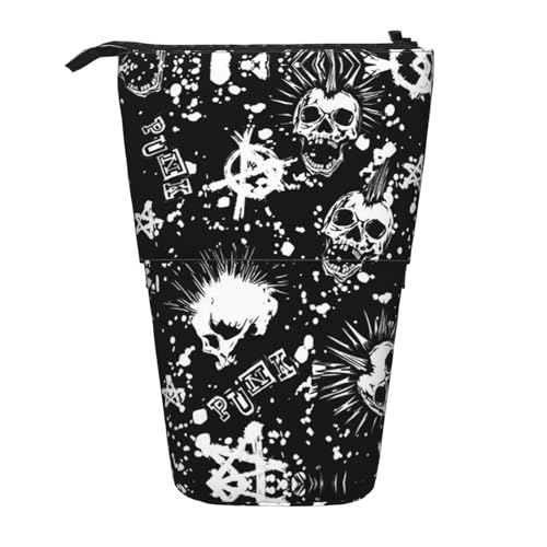LimPac Federmäppchen, Punk-Totenkopf-Design, Teleskop-Federmäppchen, PA-Zubehörtasche, niedlicher Make-up-Organizer, Schwarz , Einheitsgröße, Art Eeco von LimPac