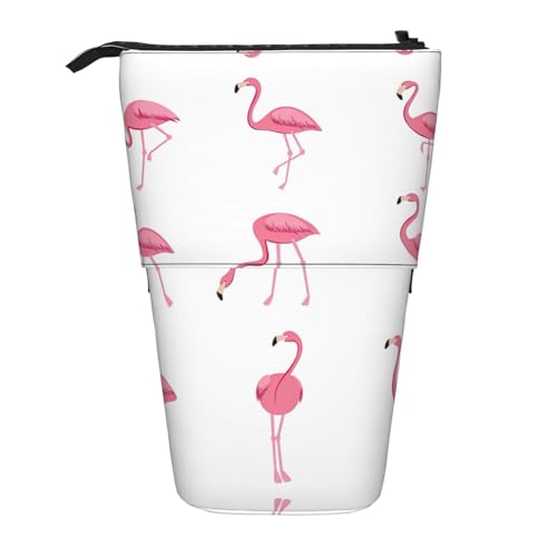 LimPac Federmäppchen mit Flamingos auf weißem Teleskop-Federmäppchen, PA-Artikeltasche, niedlicher Make-up-Organizer für Büro, Schwarz , Einheitsgröße, Art Eeco von LimPac