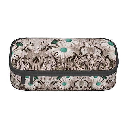 LimPac Federmäppchen mit Gänseblümchen-Motiv, großes Fassungsvermögen, Federmäppchen, Organizer, Büro, Uni, Make-up, Schwarz , Einheitsgröße, Art Eeco von LimPac