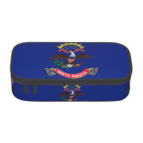LimPac Federmäppchen mit Nord-Dakota-Flaggen-Druck, großes Fassungsvermögen, Mehrzweck-Stifttasche, Aufbewahrungsbox mit Reißverschluss von LimPac