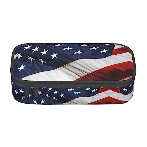LimPac Federmäppchen mit amerikanischer Flagge, großes Fassungsvermögen, Federmäppchen, Organizer, PA-Zubehör, Büro, College, Make-up, Schwarz , Einheitsgröße, Art Eeco von LimPac