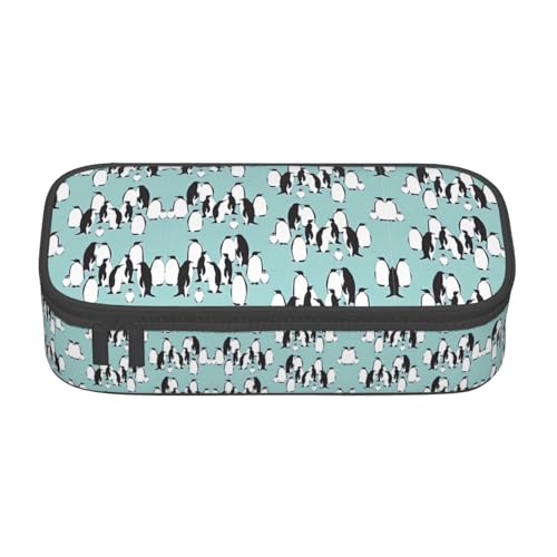 LimPac Federmäppchen mit niedlichem Pinguin-Motiv, großes Fassungsvermögen, Federmäppchen, Organizer für Büro, Uni, Make-up, Schwarz , Einheitsgröße, Art Eeco von LimPac
