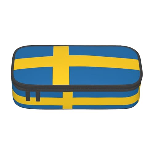 LimPac Federmäppchen mit schwedischer Flagge, großes Fassungsvermögen, Mehrzweck-Stifttasche, Aufbewahrungsbox, mit Reißverschluss von LimPac