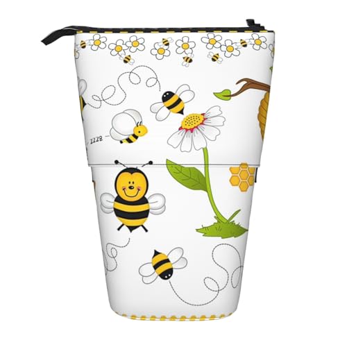 LimPac Flying Bees Daisy Honey Teleskop-Federmäppchen, PA-Zubehörtasche, niedlicher Büro-Make-up-Organizer, Schwarz , Einheitsgröße, Art Eeco von LimPac