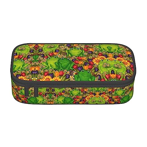 LimPac Frosch-Federmäppchen, großes Fassungsvermögen, Federmäppchen, Organizer, PA-Zubehör, Büro, College, Make-up, Schwarz , Einheitsgröße, Art Eeco von LimPac